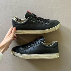 Prada Leather Low Top Sneakers
